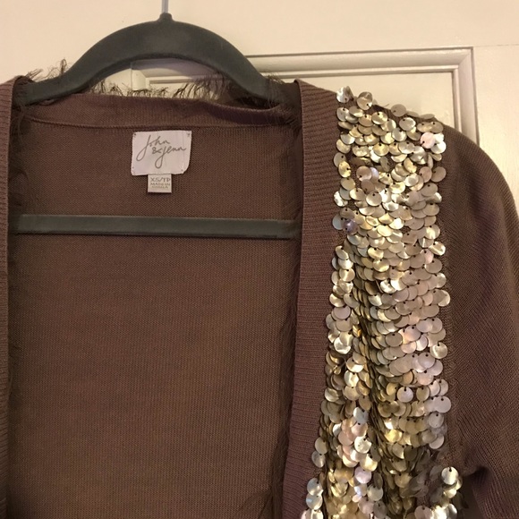Anthropologie cardigan w/ metallic shell detailing - Picture 3 of 4